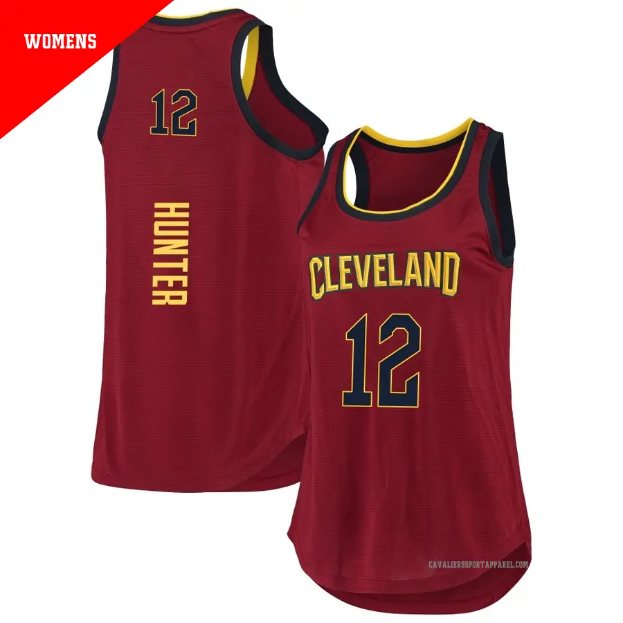 ＃12 Women's De'Andre Hunter Cleveland Cavaliers 2019/20 Fast Break Wine Tank JerseyIcon Edition
