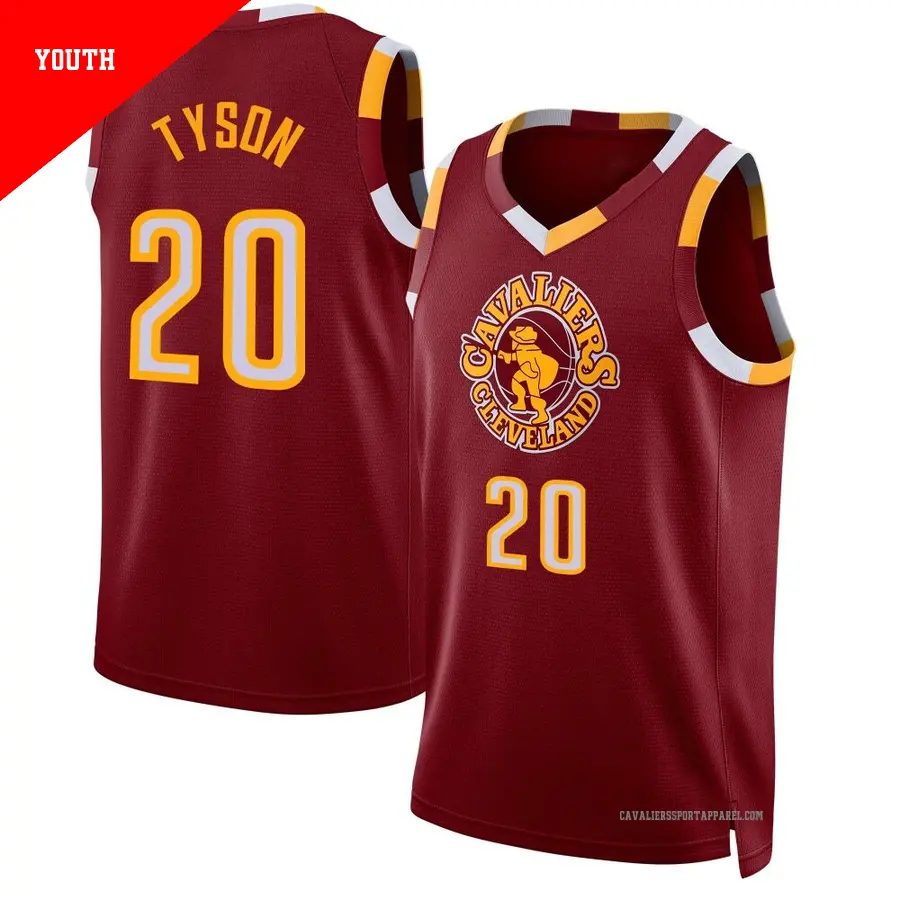 ＃20 Youth Jaylon Tyson Cleveland Cavaliers 2021/22 Swingman Wine City Edition Jersey