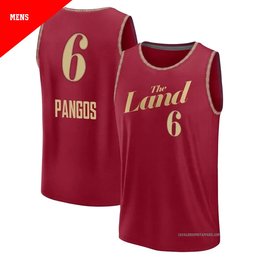 ＃6 Men's Kevin Pangos Cleveland Cavaliers 2023/24 Fast Break Wine City Edition Jersey