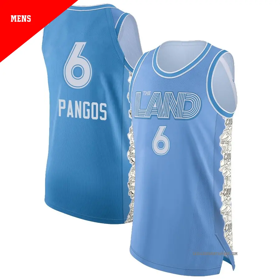 ＃6 Men's Kevin Pangos Cleveland Cavaliers 2024/25 Authentic Light Blue City Edition Jersey