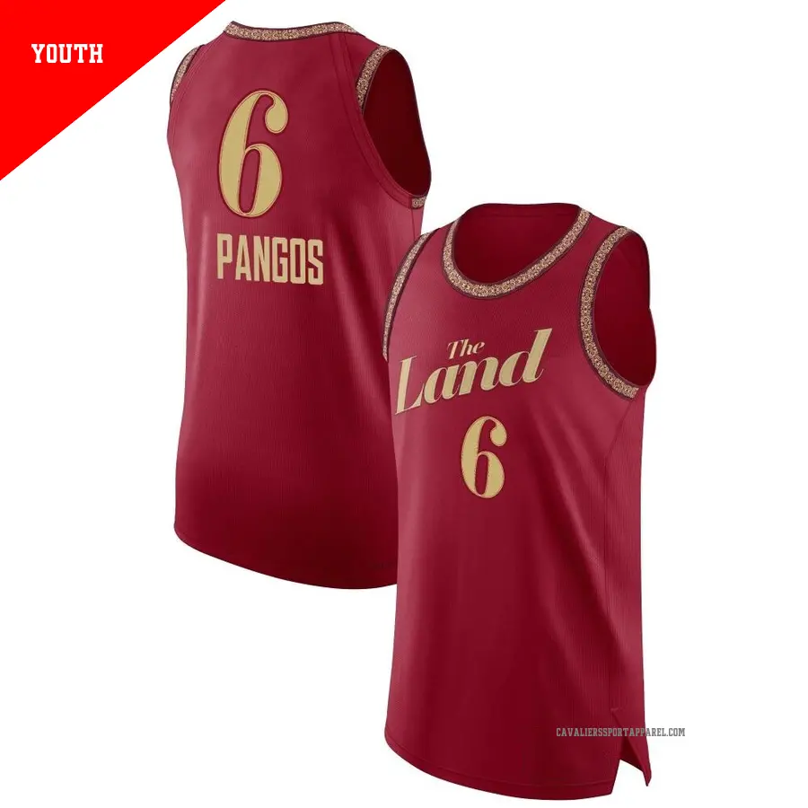 ＃6 Youth Kevin Pangos Cleveland Cavaliers 2023/24 Authentic Wine City Edition Jersey