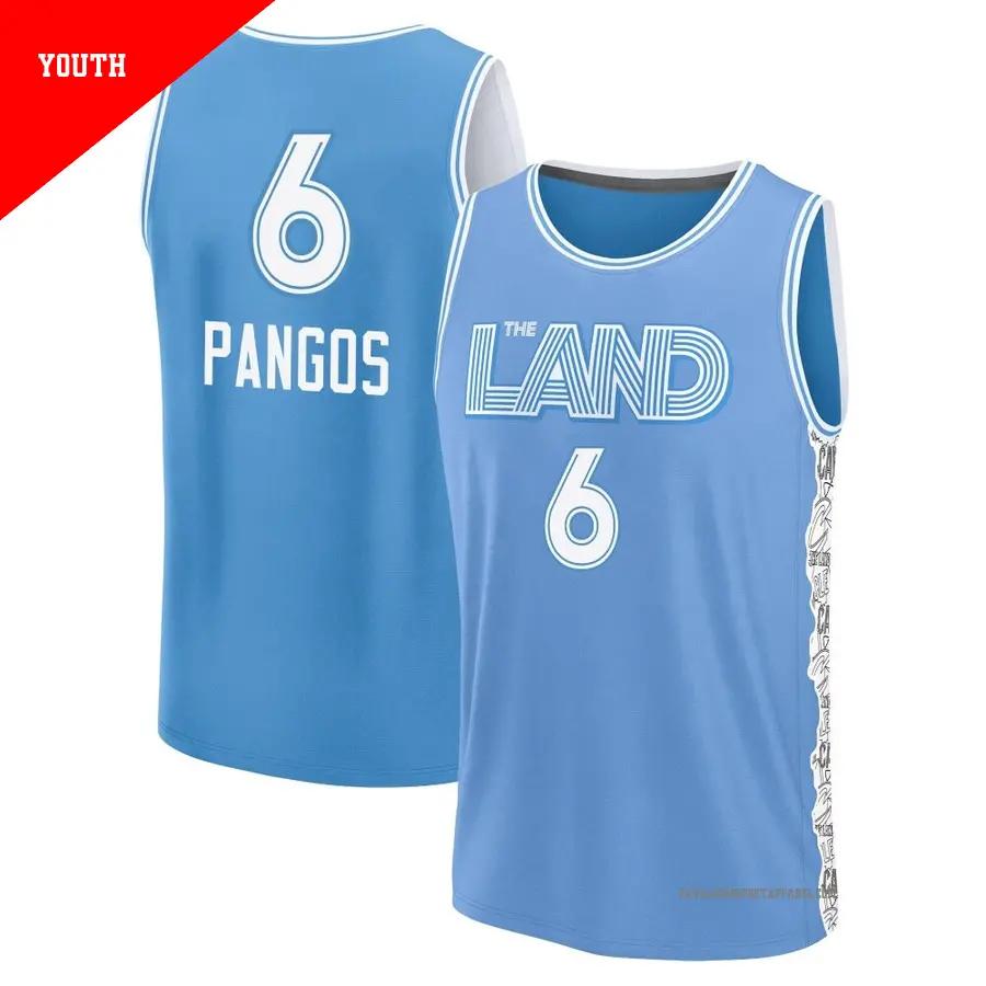 ＃6 Youth Kevin Pangos Cleveland Cavaliers 2024/25 Fast Break Fanatics Light Blue City Edition Jersey